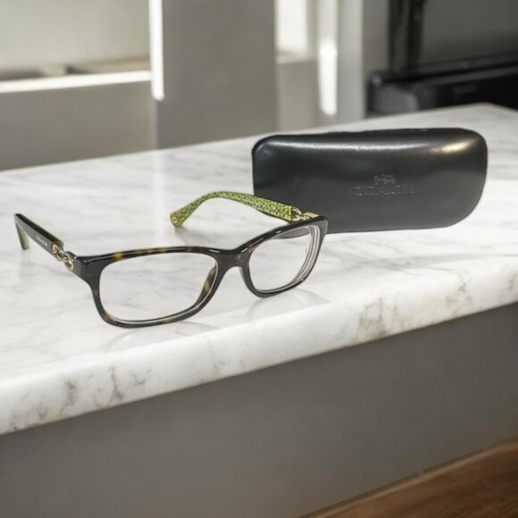 Coach HC5232 Fannie Dark Tortoise/Green Sig C Eyeglass Glasses Frames 52-16 135 - Picture 1 of 15